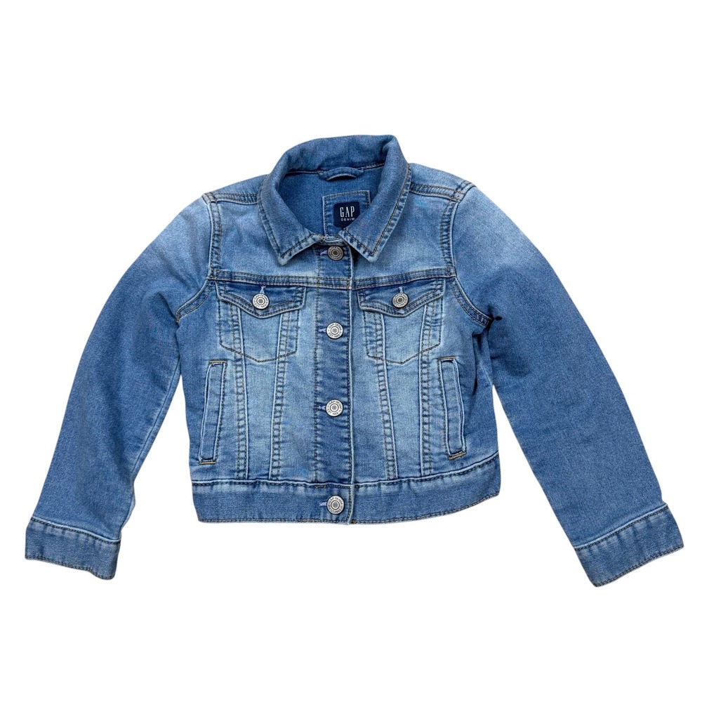 Gap Kids Denim Jacket XS 4-5 Light Wash Blue Jean Trucker Gap For Good Indigo